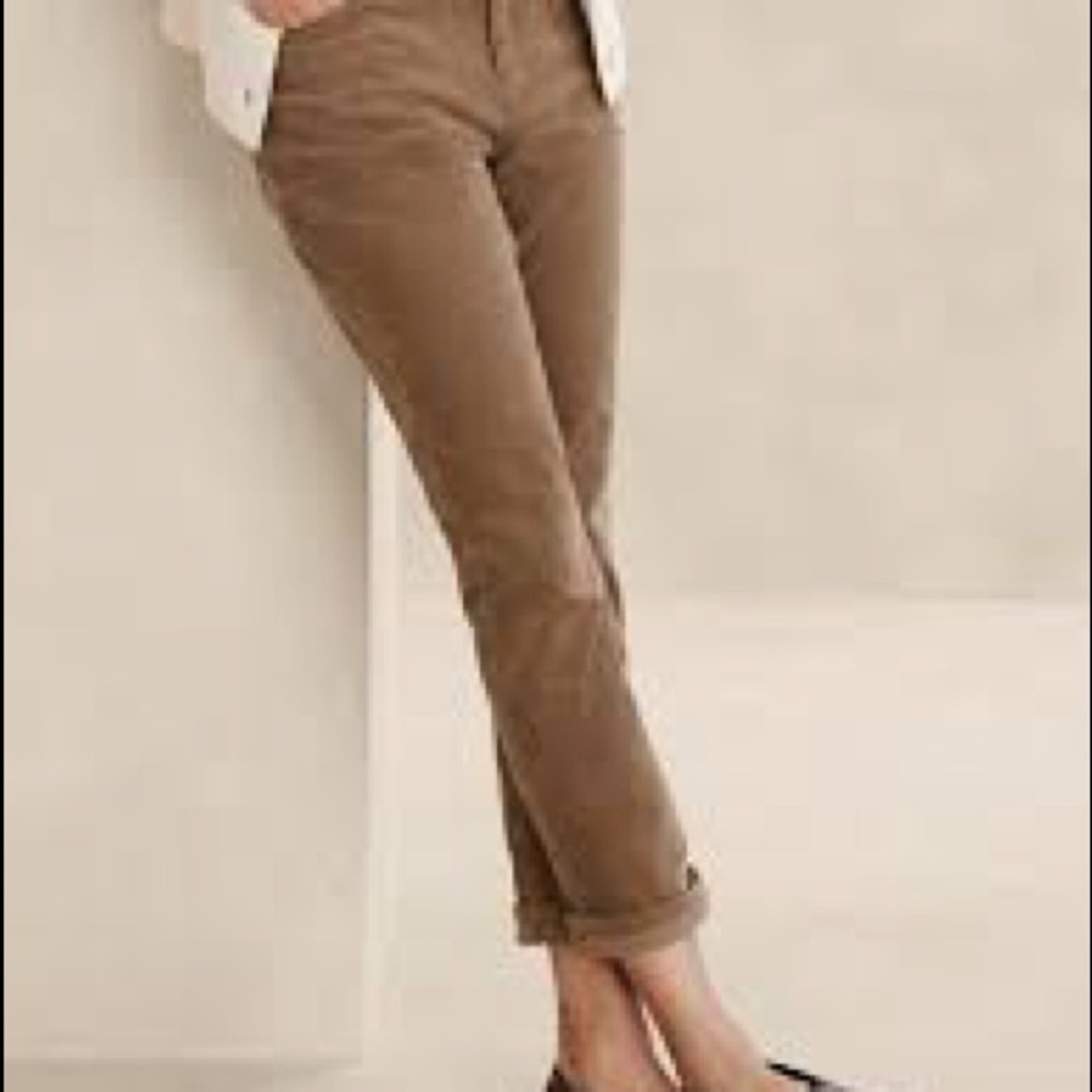 Banana Republic Factory High Rise Slim Corduroy Pants in Plateau Beige